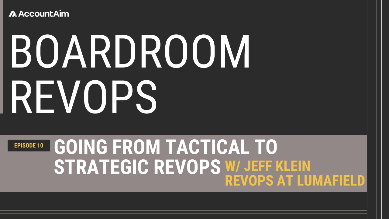 Boardroom RevOps webinar episode title: going from tactical to strategic RevOps with Jeff Klein