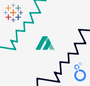 Logos for tableau, accountaim, and looker studio